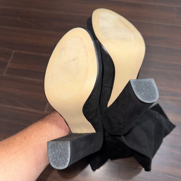 Steve Madden Black Peep-Toe Heeled Boots - Picture 2 of 5